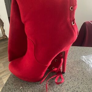 Elegant Red High Heel Boots